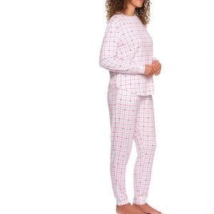 Loft Cozy Pajamas in Red and White Plaid hearts XL nwot